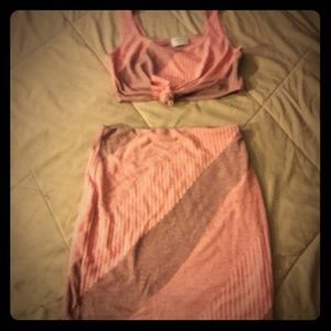 2 piece mini skirt and crop top